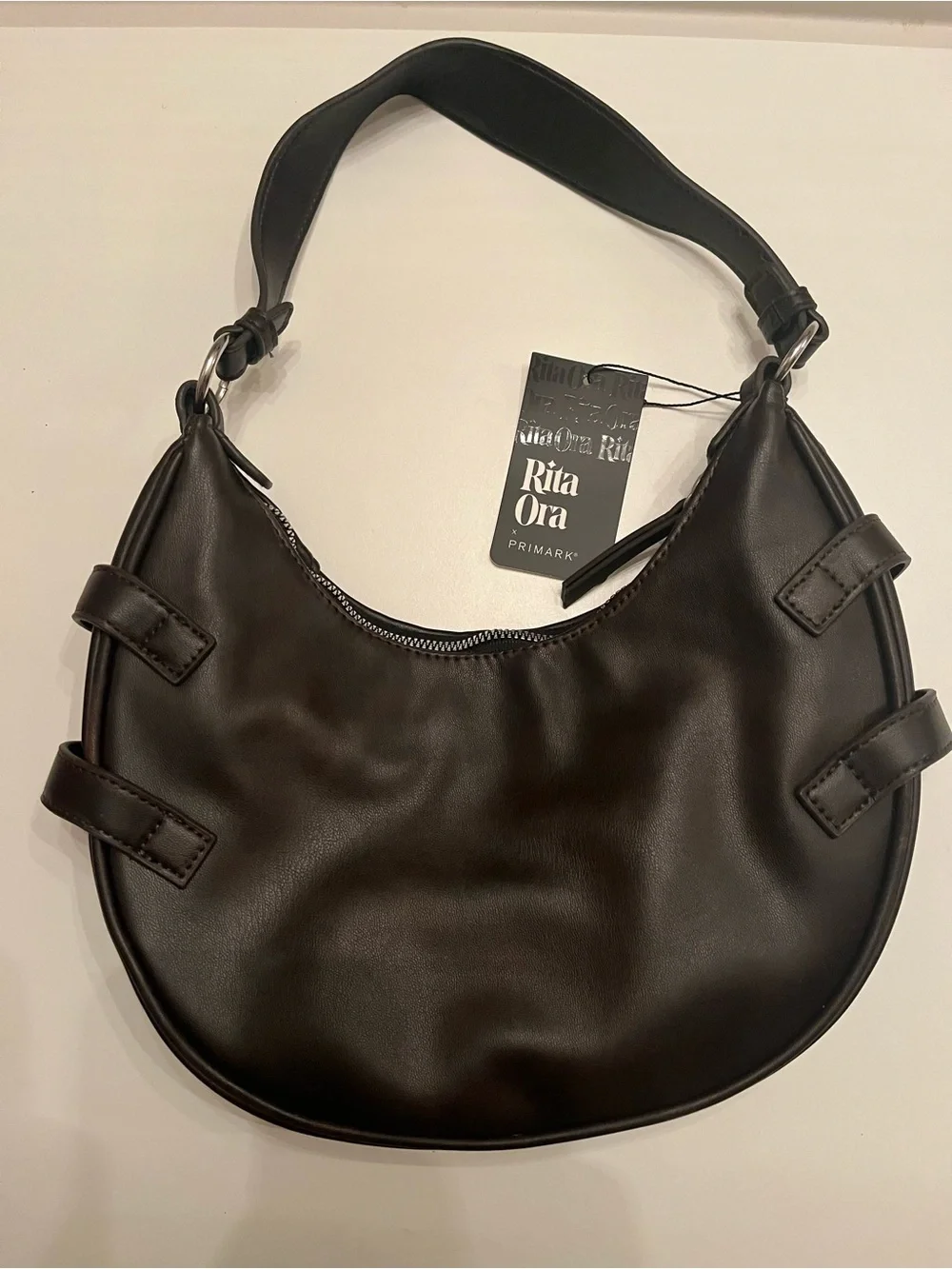 Brown Buckle Detail Hobo Shoulder Bag with crossbody strap